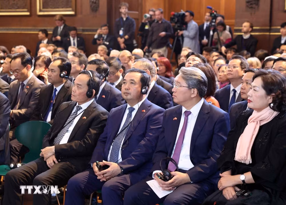 Các đại biểu tham dự cuộc phát biểu chính sách tại Đại học Copenhagen của Tổng Bí thư, Chủ tịch nước Tô Lâm. (Ảnh: Thống Nhất/TTXVN)