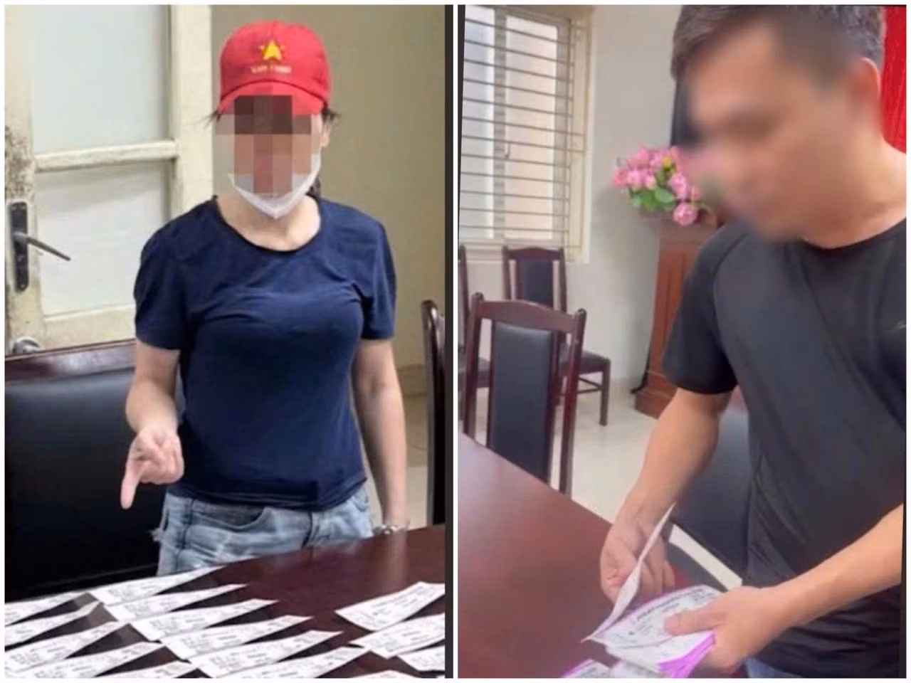 L.T.H và H.Q.V tại Công an phường Từ Liêm.
