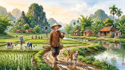 Thóc lúa đầy bồ giống má nhà ta…