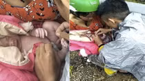 Chồng đỡ đẻ cho vợ ngay trên đường đến viện