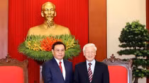 Tổng Bí thư tiếp Đoàn Ủy ban Trung ương Mặt trận Lào Xây dựng đất nước