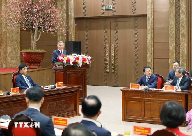 Tổng Bí thư Tô Lâm thăm, chúc Tết Đảng bộ, chính quyền, nhân dân Thủ đô Hà Nội -0