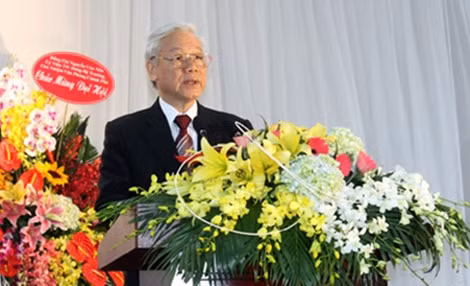 Tổng Bí thư Nguyễn Phú Trọng tại Đại hội lần thứ IX Liên hiệp các Hội văn học nghệ thuật Việt Nam.