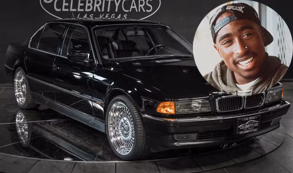 Tupac Shakur (ảnh nhỏ) và chiếc xe đang được rao bán.