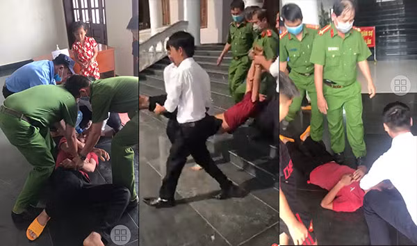 Bị cáo Mạc Văn Hào sau khi uống thuốc trừ sâu tại TAND tỉnh Bình Phước được đưa đi cấp cứu chiều 24/8/2020.