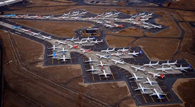 Gần 200 chiếc Boeing 737 MAX đã sản xuất hoàn thiện cho các hãng hàng không trên thế giới đang “nằm chơi” tại Sân bay Quốc tế Hạt Grant.