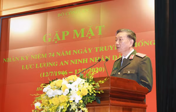Bộ trưởng Tô Lâm phát biểu tại buổi gặp mặt.