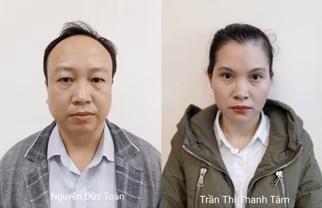 Các bị can Nguyễn Đức Toàn và Trần Thị Thanh Tâm.