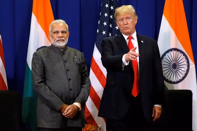 Tổng thống Mỹ Donald Trump và Thủ tướng Ấn Độ Narendra Modi trong hội nghị song phương tại Manila, Philippines năm 2017. Ảnh Reuters.