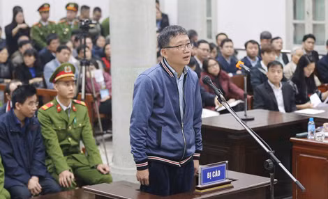Bị cáo Trịnh Xuân Thanh tại phiên tòa ngày 8-1-2018.