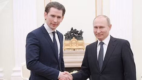 Tổng thống Nga Vladimir Putin và Thủ tướng Áo Sebastian Kurz. Ảnh: Sputnik