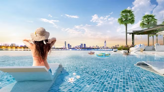 Bể bơi tràn bờ skypool. Bể bơi tràn bờ skypool.