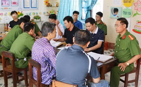 Lực lượng Ban chuyên án họp triển khai đánh sập đường dây cá độ bóng đá ngàn tỷ ở Quảng Bình.