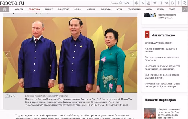 Tờ Gazeta.ru đăng tải loạt hình ảnh của hai nhà lãnh đạo.