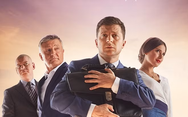 Tạo hình của Zelensky trong bộ phim Người phụng sự nhân dân. Ảnh: UNIAN