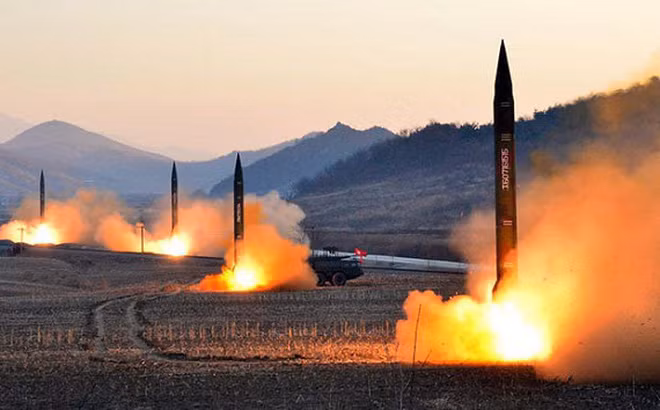 Các tên lửa đạn đạo của Triều Tiên. Ảnh: KCNA