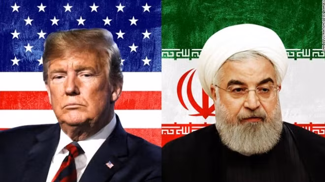Tổng thống Mỹ Trump và người đồng cấp Iran Rouhani. Ảnh: CNN