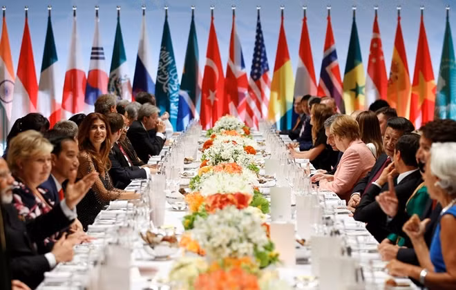Các nhà lãnh đạo G20 tại bữa tiệc. Ảnh: Getty Image