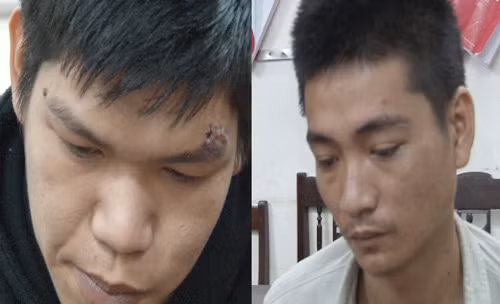 Hai đối tượng tại cơ quan công an.