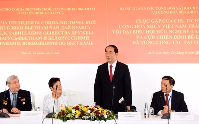 Chủ tịch nước Trần Đại Quang phát biểu tại buổi gặp mặt.