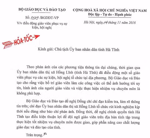 CV của Bộ GD&ĐT.
