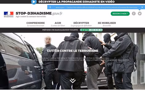 Trang web "stop-djihadisme.gouv.fr”.