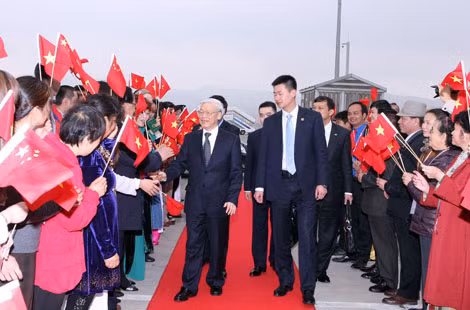 Lễ tiễn Tổng Bí thư Nguyễn Phú Trọng tại sân bay quốc tế Trường Thủy, thành phố Côn Minh, tỉnh Vân Nam. Ảnh: TTXVN