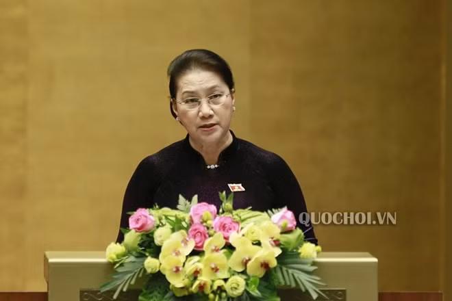 Chủ tịch Quốc hội Nguyễn Thị Kim Ngân phát biểu bế mạc kỳ họp thứ 8