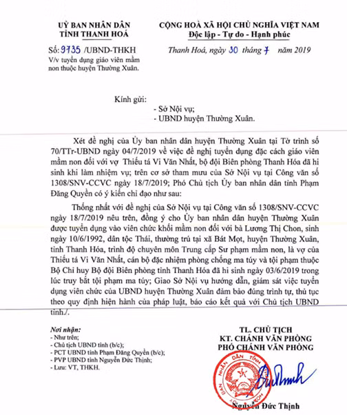 Văn bản yêu cầu tuyển dụng của UBND tỉnh Thanh Hoá