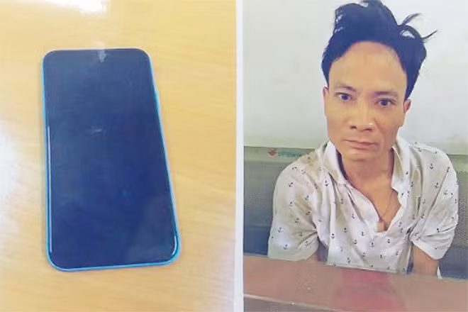 Đối tượng Cường và tang vật thu giữ được.