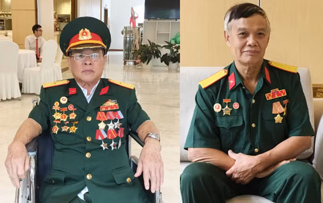 Hai thương binh nặng Phạm Văn Vĩnh và Phạm Bá Bảy về dự cuộc gặp mặt tại Hà Nội.