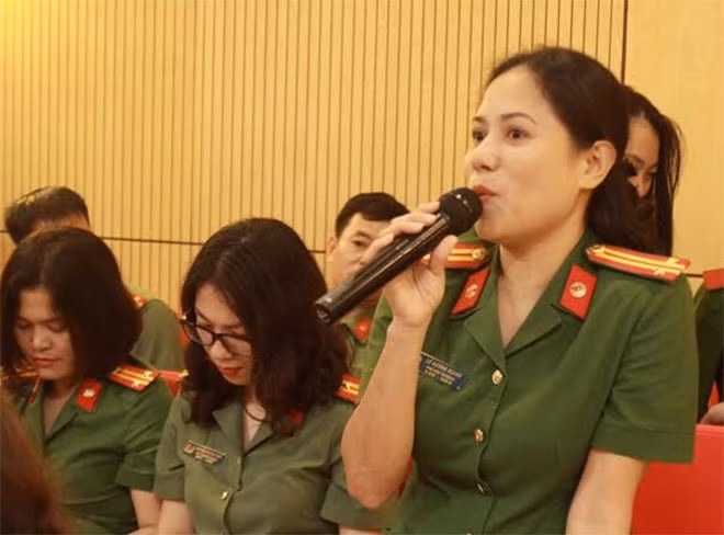 Trung tá Lê Hương Giang, Phòng Cảnh sát hình sự Công an TP Hải Phòng chia sẻ tại tọa đàm