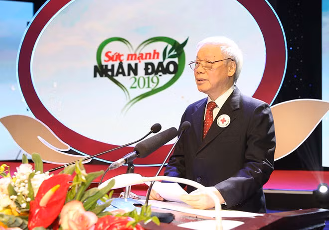 Tổng Bí thư, Chủ tịch nước Nguyễn Phú Trọng phát biểu tại Chương trình “Sức mạnh nhân đạo 2019”. Ảnh: TTXVN.