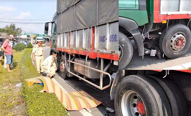 Hiện trường vụ tai nạn làm một phụ nữ tử vong tại chỗ.