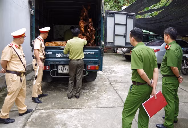 Các đơn vị chức năng đang kiểm tra số Pơ Mu trên thùng xe.