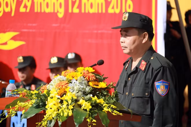 Thượng tá Nguyễn Ngọc Mẽ phát biểu tại Lễ bế mạc.