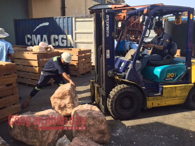Những "khối đá cẩm thạch" được ngụy trang để cất giấu hơn 1 tấn ngà voi, sừng tê giác.