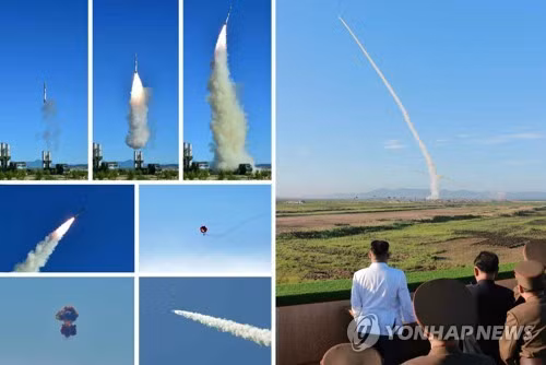 Ông Kim Jong Un thị sát một vụ thử tên lửa vào tháng 4-2016 (Ảnh: Yonhap)