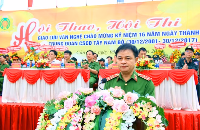 Trung tướng Phạm Quốc Cương, Tư lệnh CSCĐ phát biểu tại Lễ kỷ niệm.