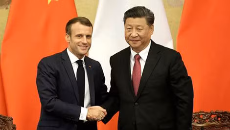 Tổng thống Pháp Emmanuel Macron và Chủ tịch Trung Quốc Tập Cận Bình tại Bắc Kinh ngày 6-11.