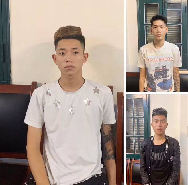 Nhóm cướp trẻ tuổi tại Cơ quan điều tra.