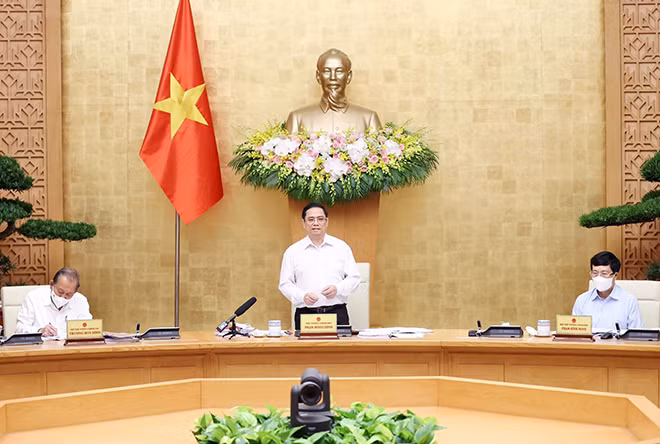 Thủ tướng Phạm Minh Chính phát biểu kết luận phiên họp. Ảnh:TTXVN