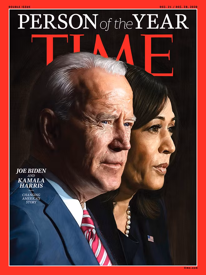 Ông Joe Biden và bà Kamala Harris trên bìa tạp chí Time.