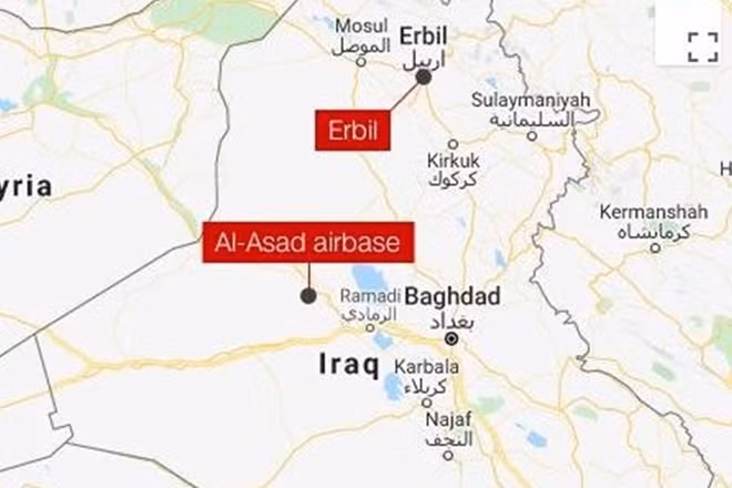 Iran tấn công 2 căn cứ Erbil và Al-Asad của Mỹ ở Iraq sáng ngày 8-1. Ảnh: CNN