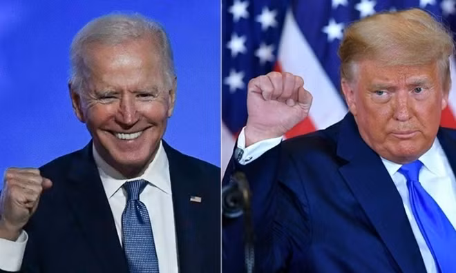 Tổng thống Mỹ Donald Trump (phải) và ứng viên tổng thống đảng Dân chủ Joe Biden. (Ảnh: ITN)