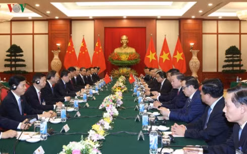Khung cảnh buổi Hội đàm. Ảnh: VOV Khung cảnh buổi Hội đàm. Ảnh: VOV