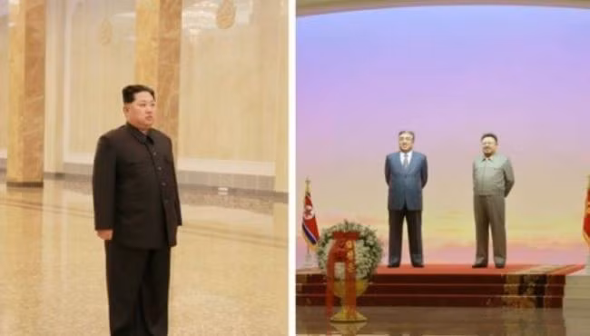Nhà lãnh đạo Kim Jong-un tưởng niệm cố lãnh đạo Kim Jong-il tại Kumsusan Palace nhân kỷ niệm 6 năm ngày mất của ông. Ảnh: Yonhap Nhà lãnh đạo Kim Jong-un tưởng niệm cố lãnh đạo Kim Jong-il tại Kumsusan Palace nhân kỷ niệm 6 năm ngày mất của ông. Ảnh: Yonhap