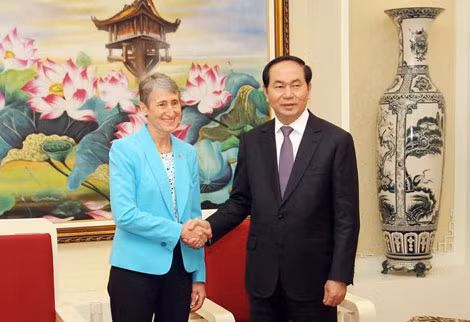 Bộ trưởng Trần Đại Quang cùng Bộ trưởng Bộ Nội vụ Hoa Kỳ Sally Jewell.
