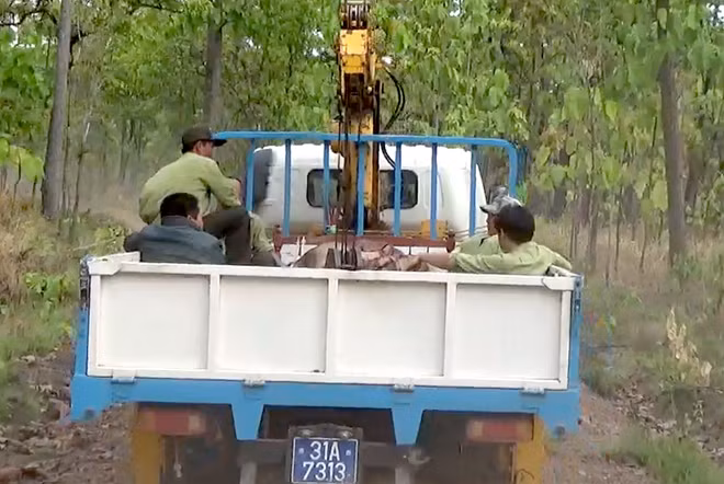 Thi thể của anh Cường được lực lượng chức năng đưa ra khỏi rừng