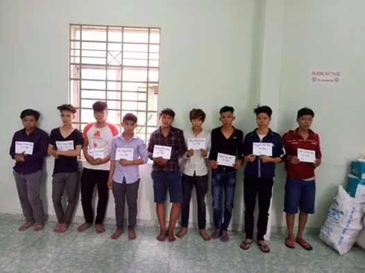 Các đối tượng tại cơ quan Công an.